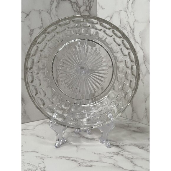 Vintage Federal Glass Clear Glass Thumbprint Bowl “Yorktown" Depression Era 8” - Picture 6 of 6